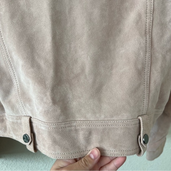NEW All Saints Ayra Suede Biker jacket in pink size 6 - Picture 10 of 12